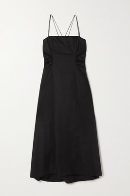 FRAME - Cutout Tie-back Cotton-blend Midi Dress - Black