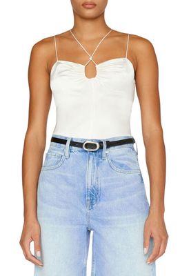 FRAME Delicate Keyhole Stretch Silk Camisole in Off White