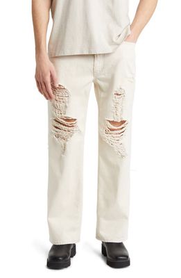 FRAME Distressed Wide Leg Jeans in White Sand Destructed