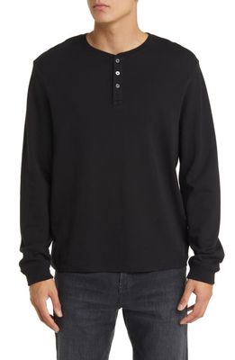 FRAME Duo Fold Henley in Black