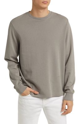 FRAME Duo Fold Long Sleeve Cotton Crew T-Shirt in Heather Grey