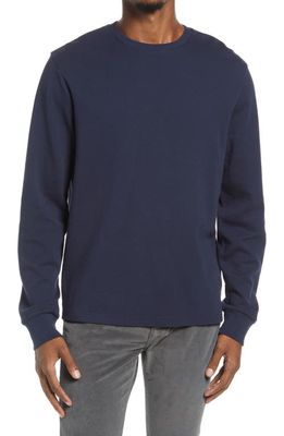 FRAME Duo Fold Long Sleeve Cotton Crew T-Shirt in Navy