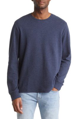 FRAME Duo Fold Long Sleeve Cotton T-Shirt in Heather Midnight Navy