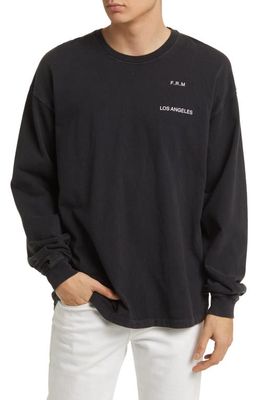 FRAME Faded Washed Long Sleeve Graphic Tee in Faded Black