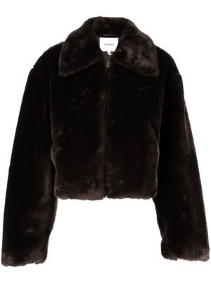 FRAME faux-fur cropped jacket - Brown