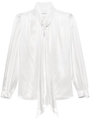 FRAME Femme silk tied-neck top - White