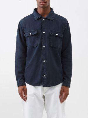 Frame - Flap-pocket Washed Cotton-blend Shirt - Mens - Navy