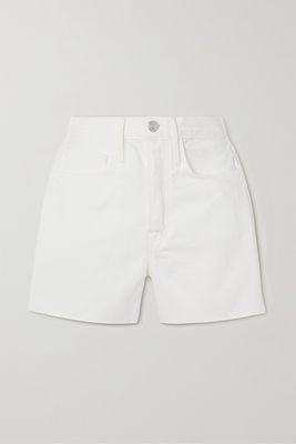FRAME - Frayed Denim Shorts - White