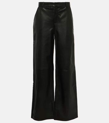 Frame High-rise leather wide-leg pants
