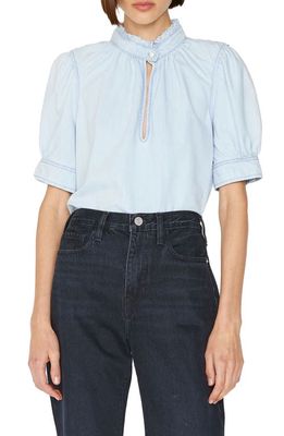 FRAME Keyhole Chambray Shirt in Thrill