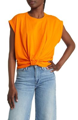 FRAME Knotted Roll T-Shirt in Nectarine