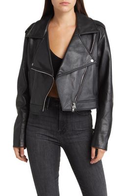 FRAME Lambskin Leather Moto Jacket in Noir