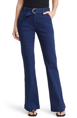 FRAME Le Belted High Waist Flare Trouser Jeans in Kettering Clean