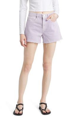 FRAME Le Brigette High Waist Raw Edge Denim Shorts in Washed Lilac