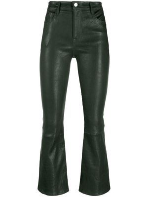 FRAME Le Crop leather flared trousers - Green