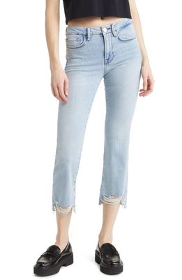 FRAME Le Crop Mini Boot Stagger Raw Hem Crop Bootcut Jeans in Yorba Chew