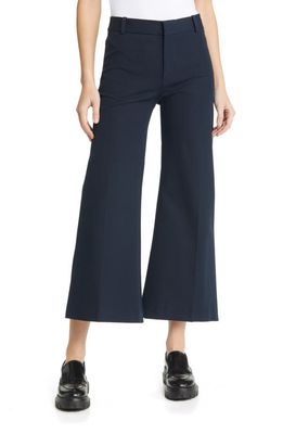 FRAME Le Crop Palazzo Wide Leg Trousers in Navy