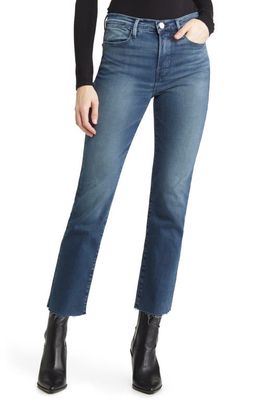 FRAME Le High Raw Hem Ankle Straight Leg Jeans in Quincy Grind