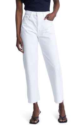 FRAME Le Jane Raw Hem Crop Straight Leg Jeans in Blanc