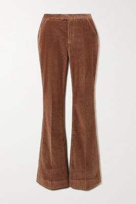 FRAME - Le Serge Stretch-cotton Corduroy Flared Pants - Brown