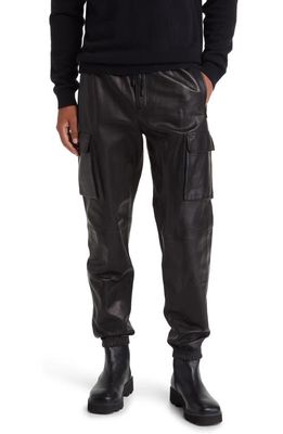 FRAME Leather Cargo Joggers in Noir