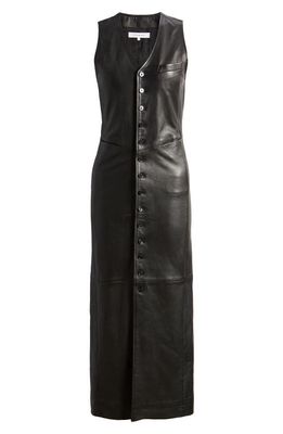FRAME Leather Vest Maxi Dress in Black