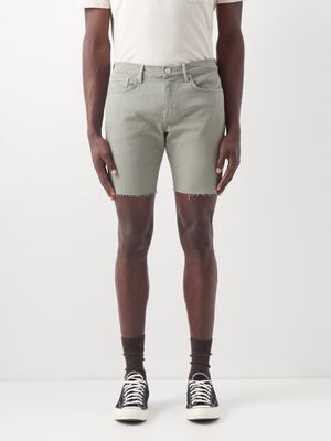 Frame - L'homme Raw-edge Denim Shorts - Mens - Green