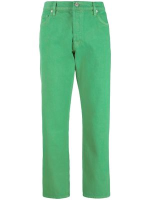 FRAME logo-patch straight-leg trousers - Green