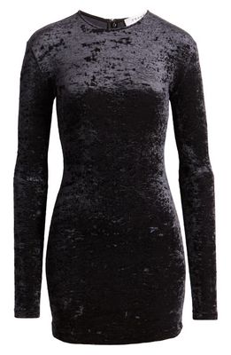 FRAME Long Sleeve Velvet Sheath Minidress in Black