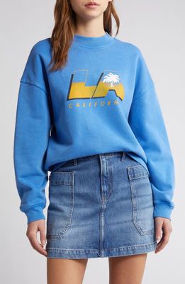 FRAME Los Angeles Cotton Blend Sweatshirt in Washed Bright Blue