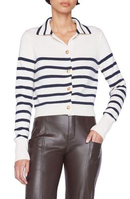 FRAME Mariner Stripe Cashmere Cardigan in Off White Multi