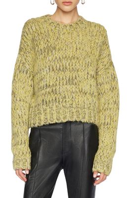 FRAME Marled Crewneck Sweater in Flash Lime Multi