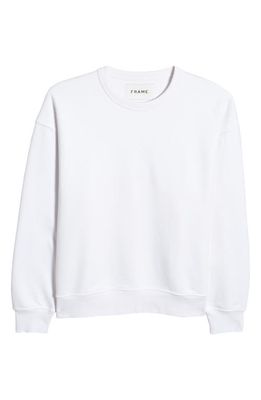 FRAME Men's Crewneck Cotton Sweatshirt in Blanc W/Flash Lime Text
