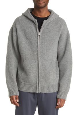 FRAME Men's Full Zip Cashmere Hoodie in Warm Grey