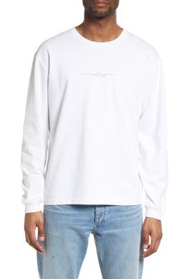 FRAME Men's Galerie Long Sleeve Cotton Graphic Tee in Blanc