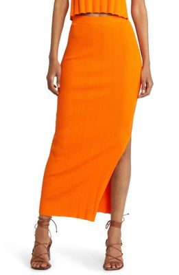 FRAME Mixed Rib Skirt in Bright Tangerine