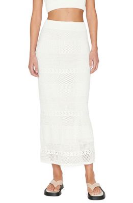FRAME Open Stitch Pencil Skirt in Off White