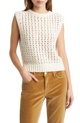 FRAME Open Stitch Sweater Vest in Cream at Nordstrom, Size Medium