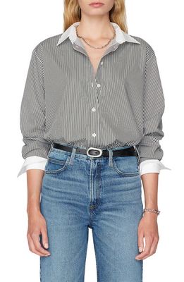 FRAME Oversize Stripe Button-Up Shirt in Noir Multi