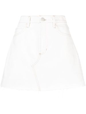 FRAME panelled A-line denim miniskirt - White