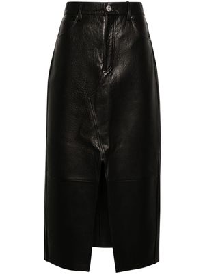 FRAME panelled leather midi skirt - Black