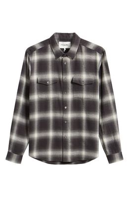 FRAME Plaid Brushed Cotton Button-Up Shirt in Grey