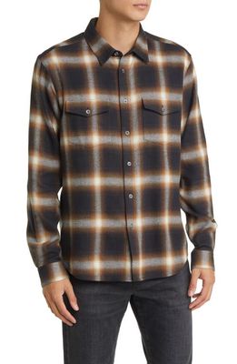 FRAME Plaid Brushed Cotton Button-Up Shirt in Marron