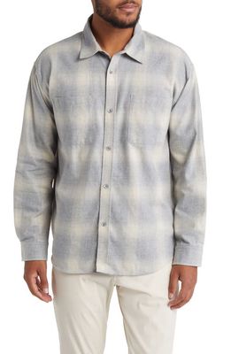 FRAME Plaid Cotton Flannel Button-Up Shirt in Grey/Oatmeal Plaid