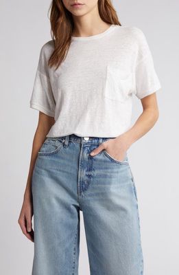 FRAME Pocket Organic Linen T-Shirt in White