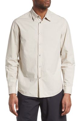 FRAME Poplin Button-Up Shirt in Grey Green