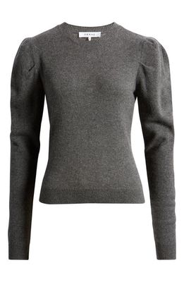 FRAME Puff Shoulder Cashmere & Wool Sweater in Dark Gris Heather