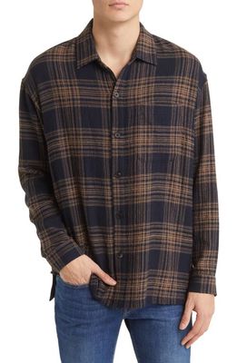 FRAME Relaxed Fit Plaid Button-Up Shirt in Tan Plaid