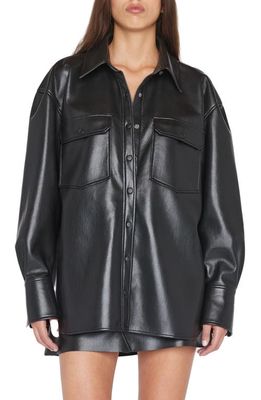 FRAME Reycled Leather Shirt Jacket in Noir