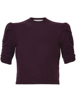 FRAME ruched-sleeve fine-knit T-shirt - Purple